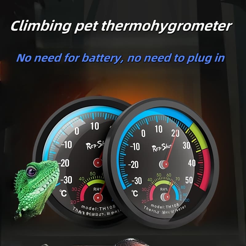 TEMU Reptile Thermometer Hygrometer Pet Feeding Box Crawling Turtle Lizard Guard Mane Lion Breeding Box , Reptile Turtle Habitat Aquarium, Mechanical Thermometerno Need For Batteries