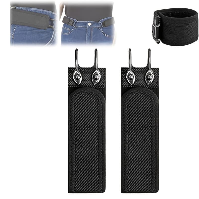 TEMU 2 Free Waist Belt Hooks, Adjustable Metal Hook Elastic Waist Belt, Unisex Free Portable Comfortable Waist Belt
