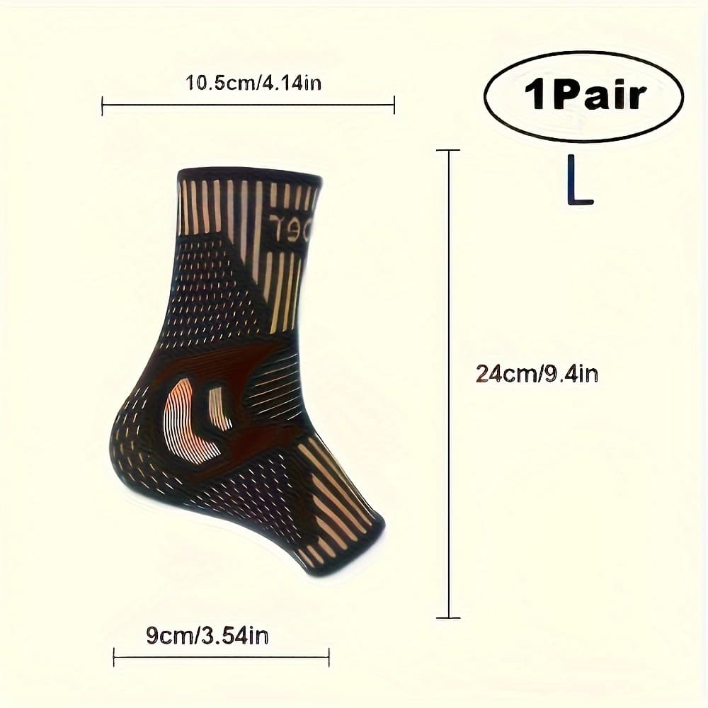 TEMU 2pcs Copper Ankle Support Sleeves Compression Socks For , Breathable, Moisture-wicking, And Anti-odor Pa Polyamide And Polyester Blend Fabric