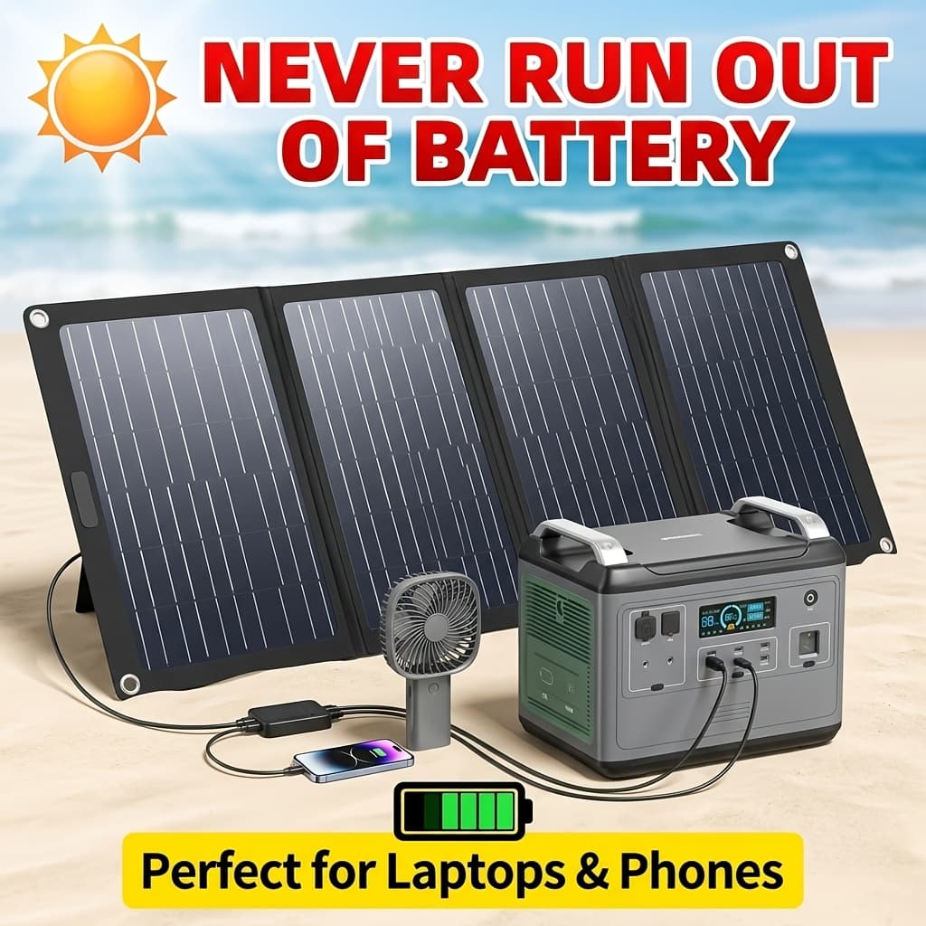TEMU Foldable Solar Charger Panel 100a Controller Usb-a Direct Charge Multiple Port Output Portable Emergency Power Supply For Generator Power Station Laptop Blackout Reserve Use