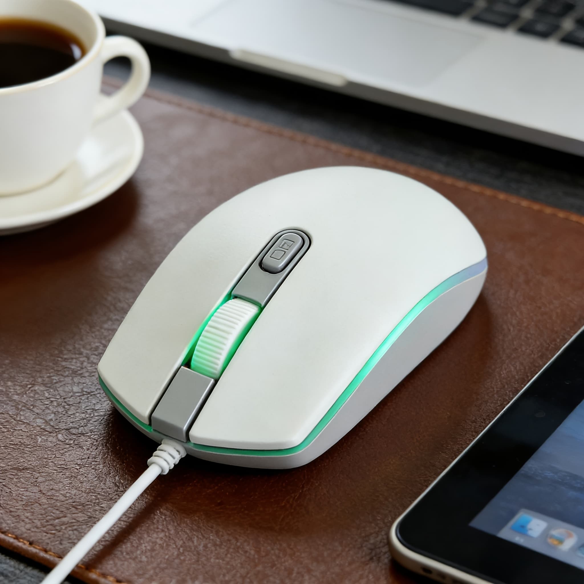 TEMU Usb Wired Mouse With Single Led Light, Ergonomic Optical Computer Mouse For Gaming/office