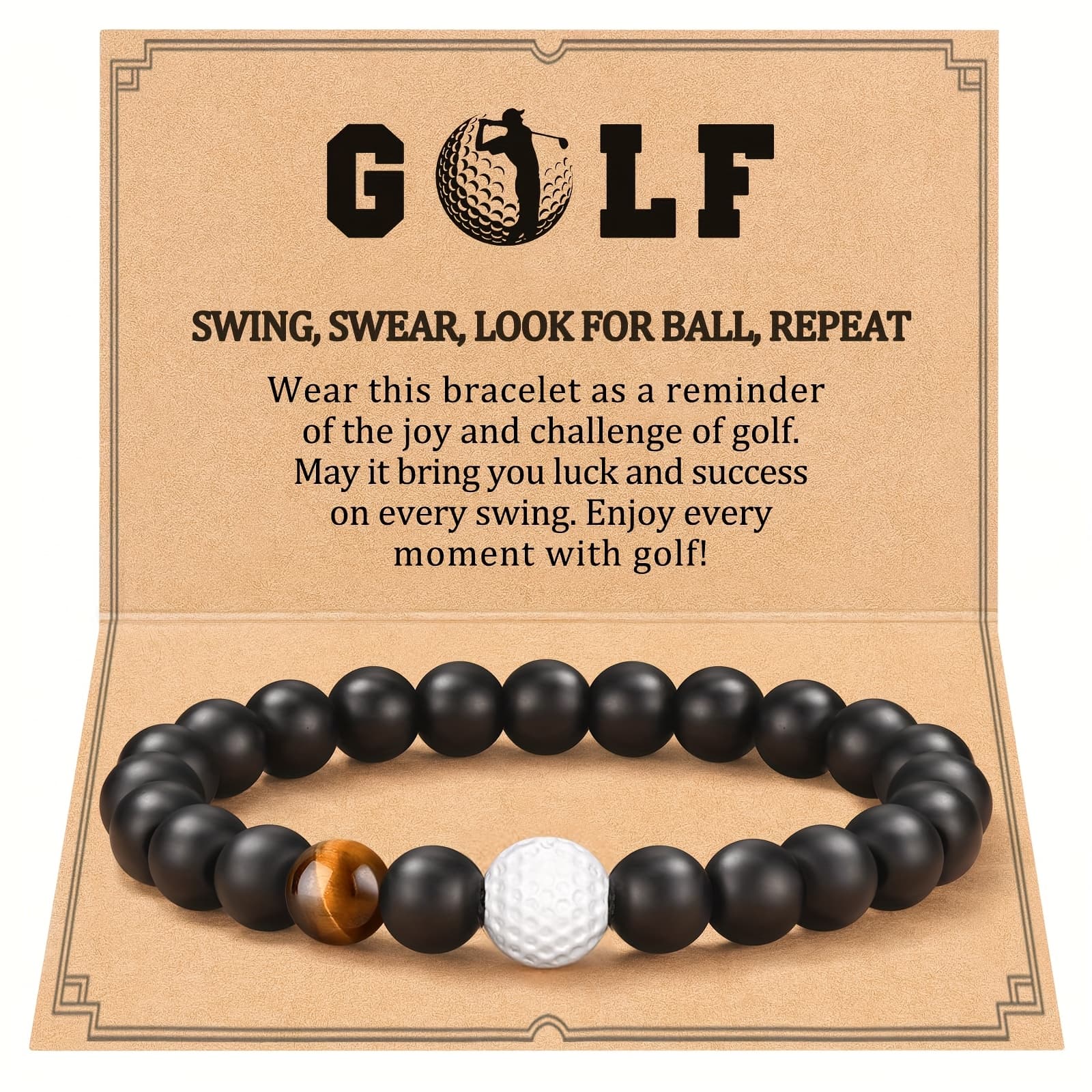 TEMU Golf Bracelet Matte Onyx Protection Good Luck Bracelet Golf Lovers Gift For Birthday Colleagues Holiday Gift Fashion Sports Bracelet