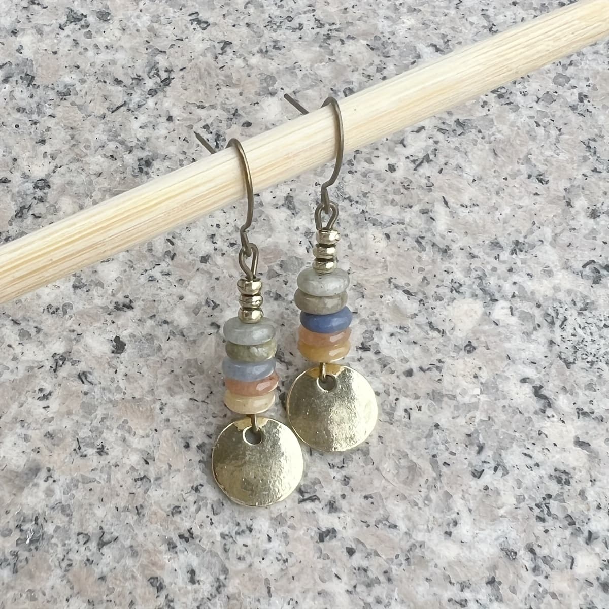 TEMU Pair Of Boho-chic Vintage Colorful Beaded Round Dangle Earrings - Minimalist Alloy Jewelry With Hook Closure For Parties & Daily Wear, Quirky Earrings