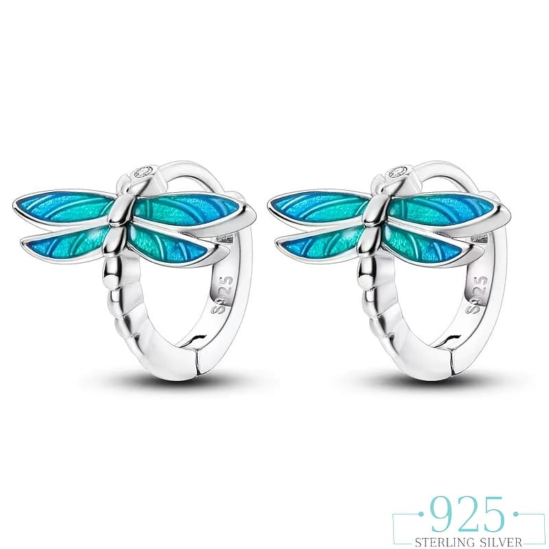 TEMU 4.23g/ 0.15oz S925 Sterling Silver Dragonfly Hoop Earrings Exquisite Ethnic And Minimalist Style Jewelry For Women Gifts