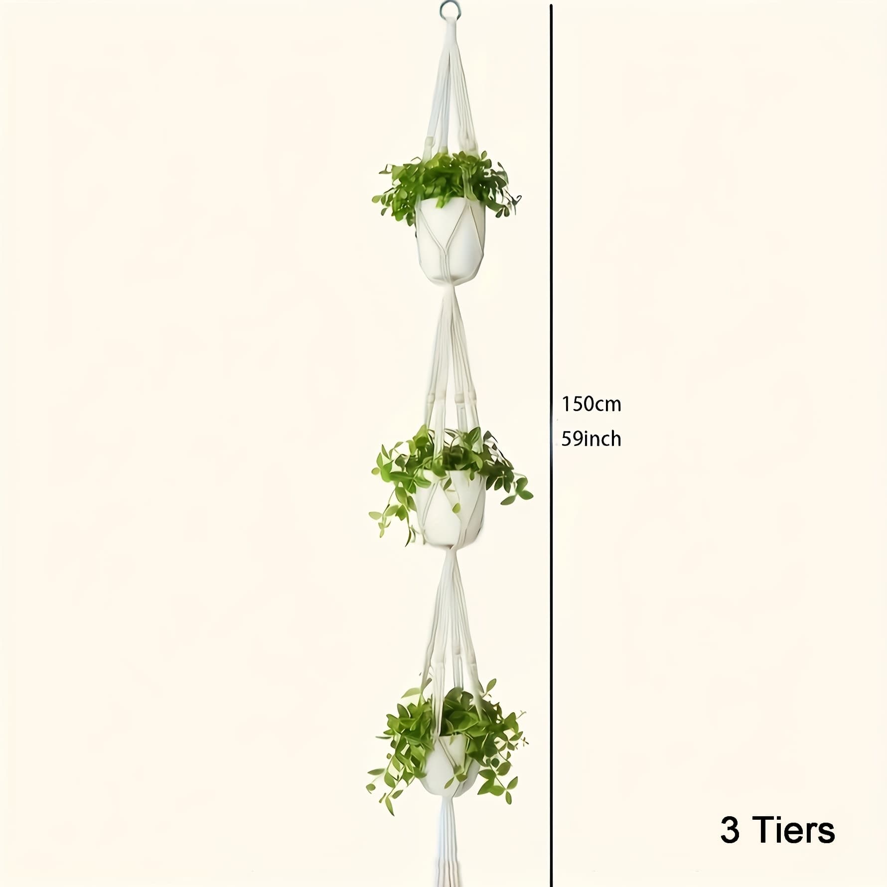 TEMU Macrame Double Plant Hanger For Indoor & Outdoor Use, 2 Tiers/3 Tiers Hanging Planter Basket With Rope And Beads, (2/3pcs Are To 2/3 Tiers)