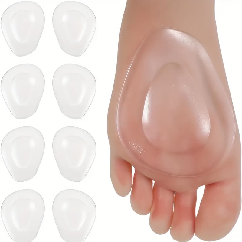 TEMU Set Of 8 High Heel Gel Pads Designed For The Forefoot, Unisex Silicone Triangular Insoles, Soft And Comfortable. Reusable With Anti-slip And Shock-absorbing Features.