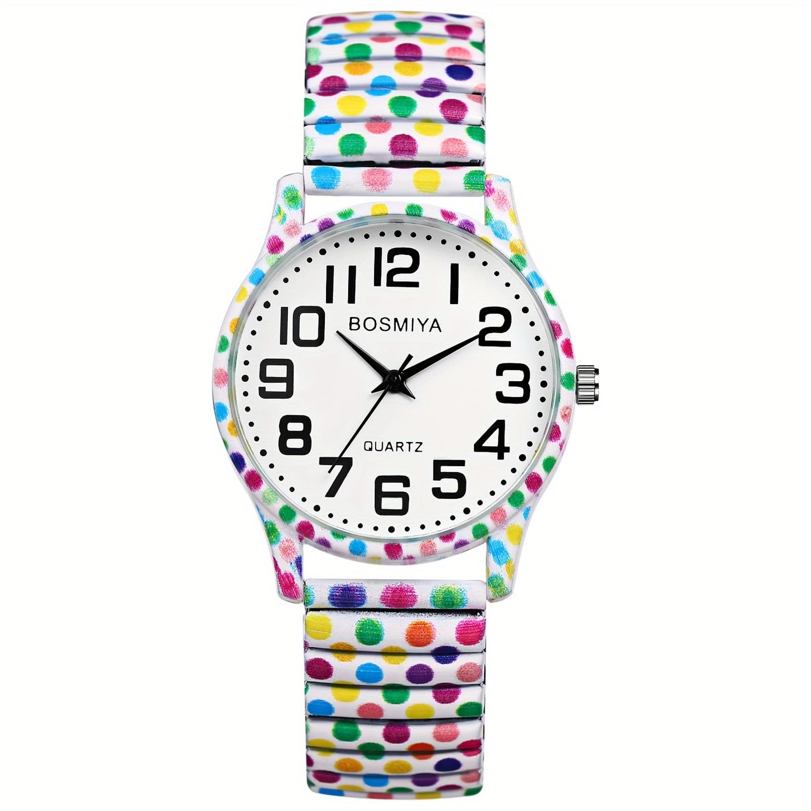 TEMU Women's Quartz Elastic Watch, Teenager's Watch, Printed Stretch Stainless Steel Strap, Large Arabic Scale Dial, Clear And Easy To Read, , Christmas Birthday Anniversary Gift, Jewelrywe