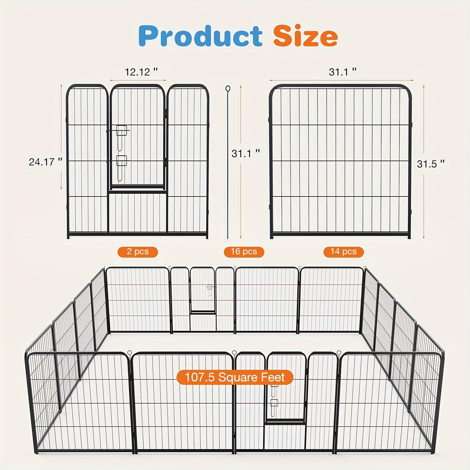 TEMU 24/32/40 Inch-8pcs/16pcs Pet Playpen, Suitable For Indoor And Outdoor Use And Is Ideal For Large, Medium, And Small Dogs, Sturdy And Durable Pet Exercise Pen Is .
