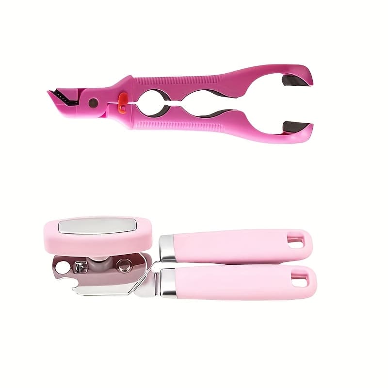 TEMU 7 Inches, Pink, Manual Can Opener & Bottle Opener, Heat-resistant, , Rust-proof, Rotary Knob, Multi-functional Kitchen Tool, Kitchen Accessory