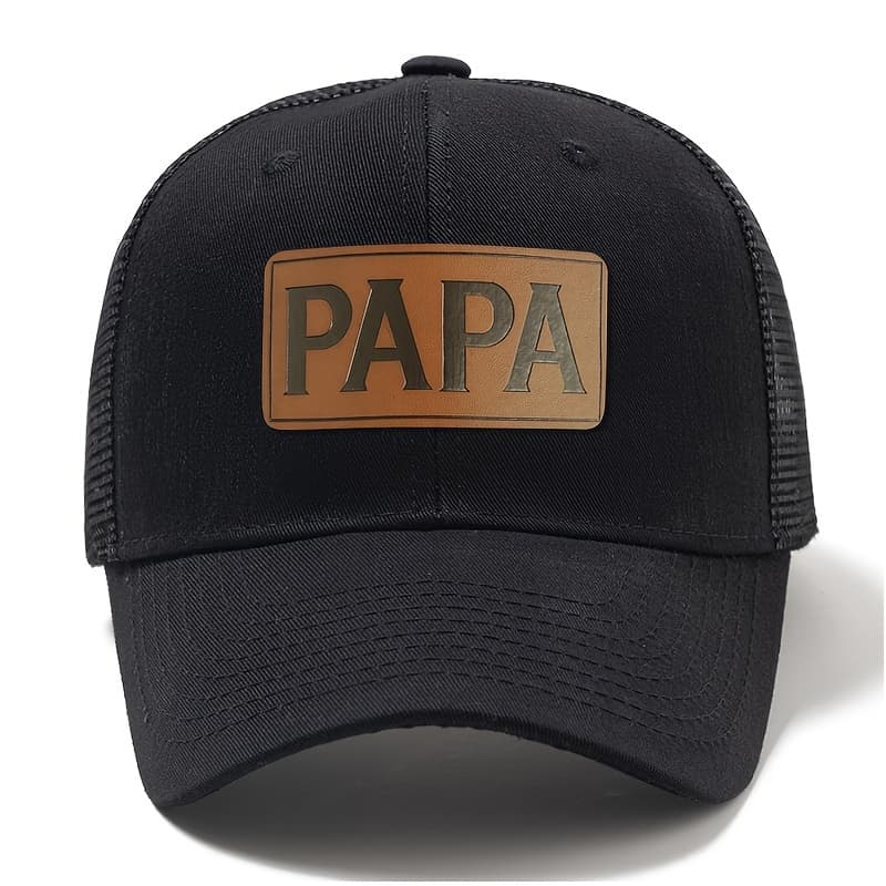 TEMU Papa Leather Label Baseball For Men, Father, Dad, High-quality Summer Mesh Sun Hat, Outdoor Sports, Leisure, Camping, Hip-hop Hat, Dad Trucker Baseball