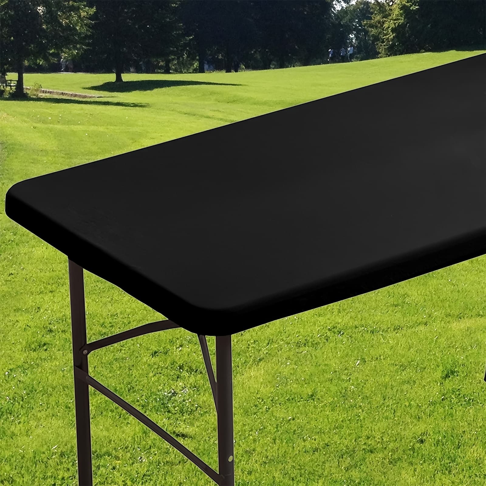 TEMU 1pc Rectangular Polyester Tablecloth Stretchable Table Cover Protector, Machine, Wrinkle-resistant, For Kitchen, Dining, Parties, Christmas Decor, Catering Events，table Not Included