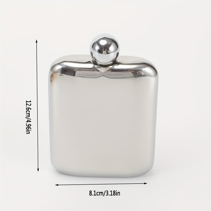 TEMU 1pc Square 6oz Square Mirror Polished Thickened Outdoor Portable 304 Stainless Steel Metal Portable Outdoor Camping