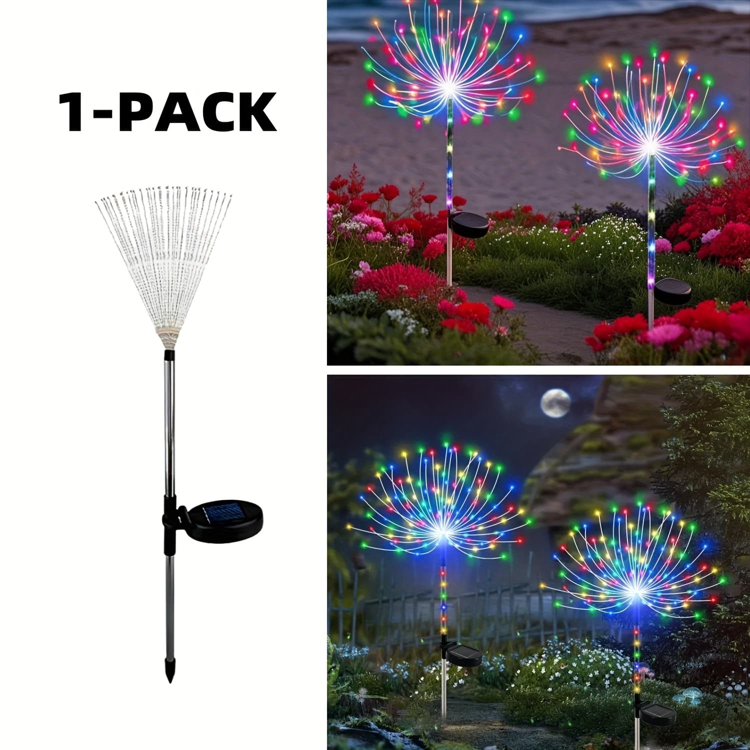 TEMU 4-pack/1-pack Solar String Lights, 39ft Each, 100led, , Adjustable 8 , Push Button Control, Plastic Material, Solar-powered With