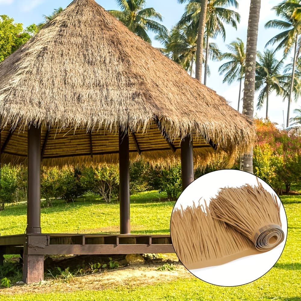 TEMU Realistic Palm Grass Roof Roll - 100% Authentic Mexican Style, Durable & Waterproof For Bars, , Patios, Garden Umbrellas & Party Decorations - Easy To Cut