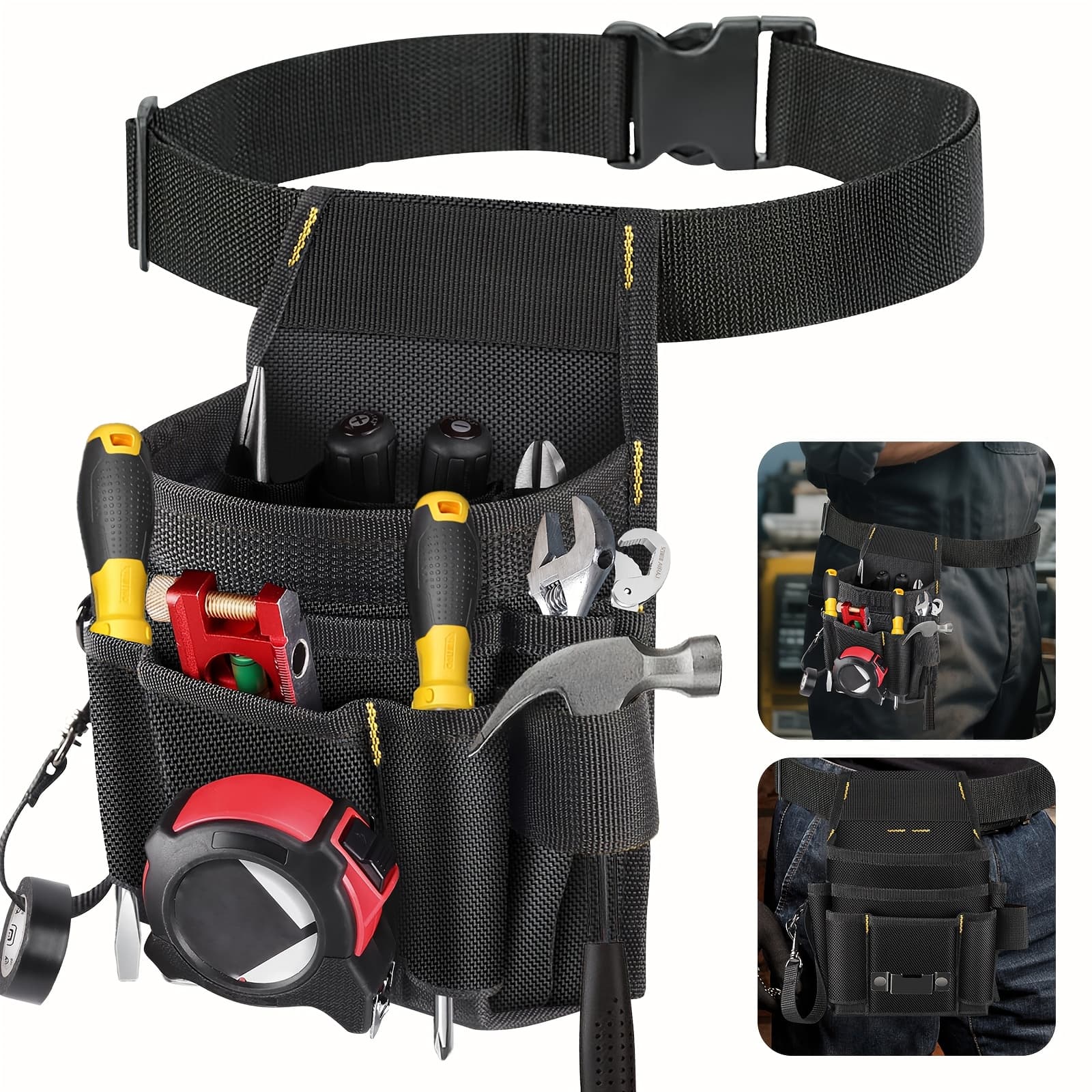 TEMU Heavy-duty Multiple Tool Belt, Adjustable Waist Pack, Detachable Storage Bag, Thickening Oxford Cloth Tools Bag, Electrician's Tool Kits