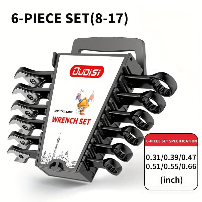 TEMU 6/8/10/12/19pcs Movable-head Ratchet Combination Wrench Kit, High-hardness Wrench Kit, Combinations And Combinations, With Roll-up Bag