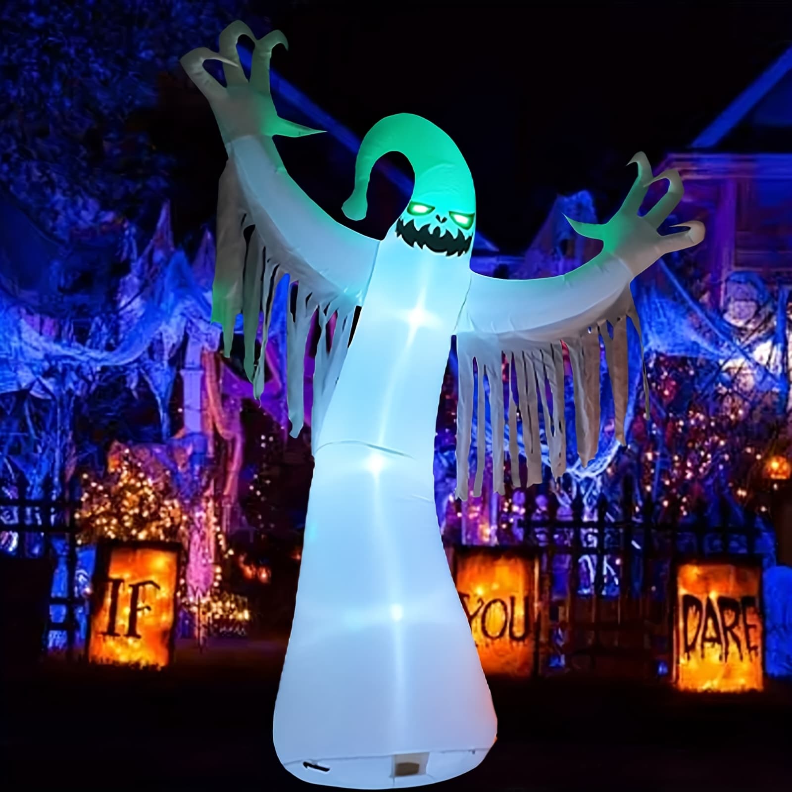 TEMU 1pc 9.85 Ft Halloween Inflatables Outdoor Decorations Blow Up Yard Enormous With Built-in Leds For Garden Lawn Indoor Party Deco