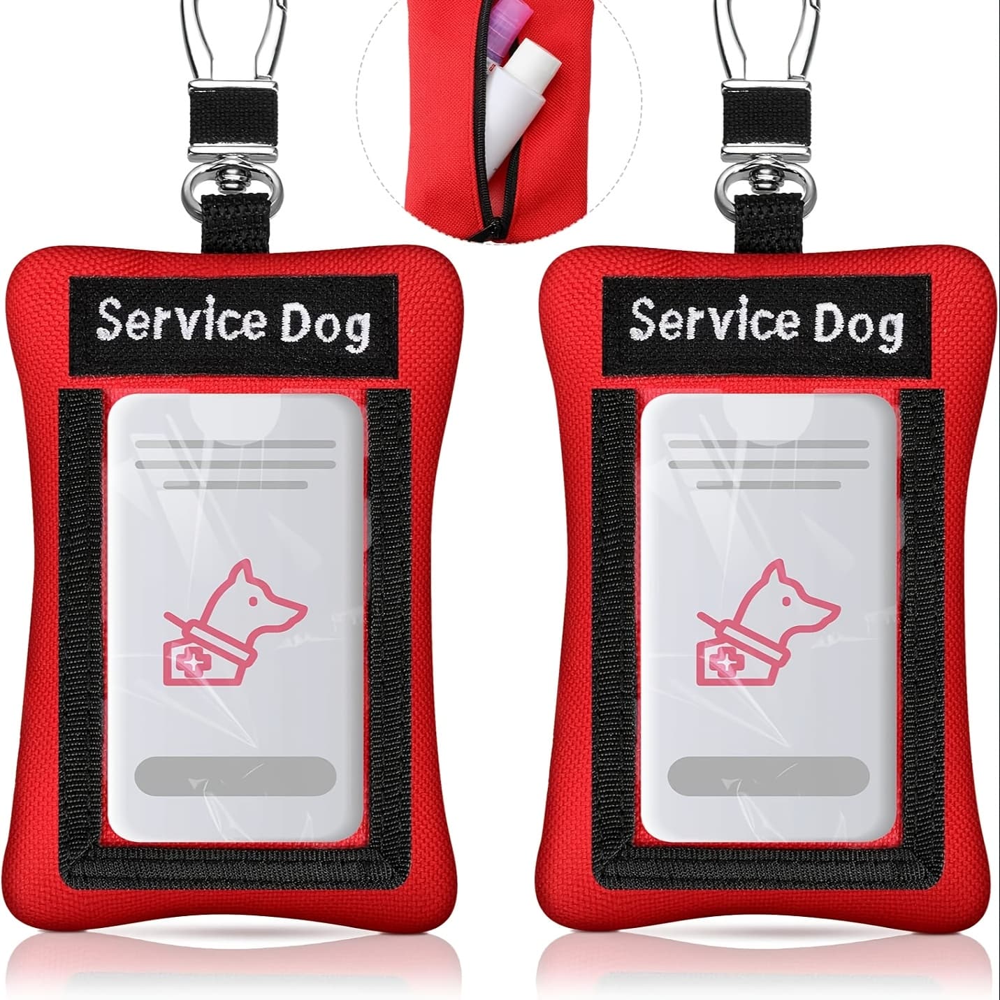 TEMU 2pcs Service Dog Carrier Service Dog Id Holder Oxford Cloth Clip On Badge Holder Display Your Dog Zippered Pouch Carry Small Items Clip On Badge Pocket With Card Slot
