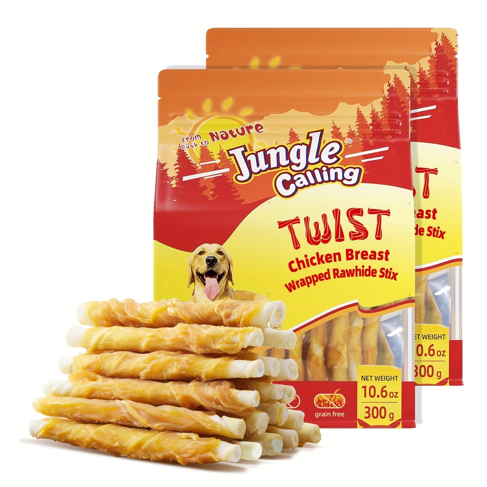 TEMU Jungle Calling Dog Treats, Chicken Wrapped Sticks For Dogs, Grain-free Natural Small Dogs Training Treats, Pet Chew Snacks