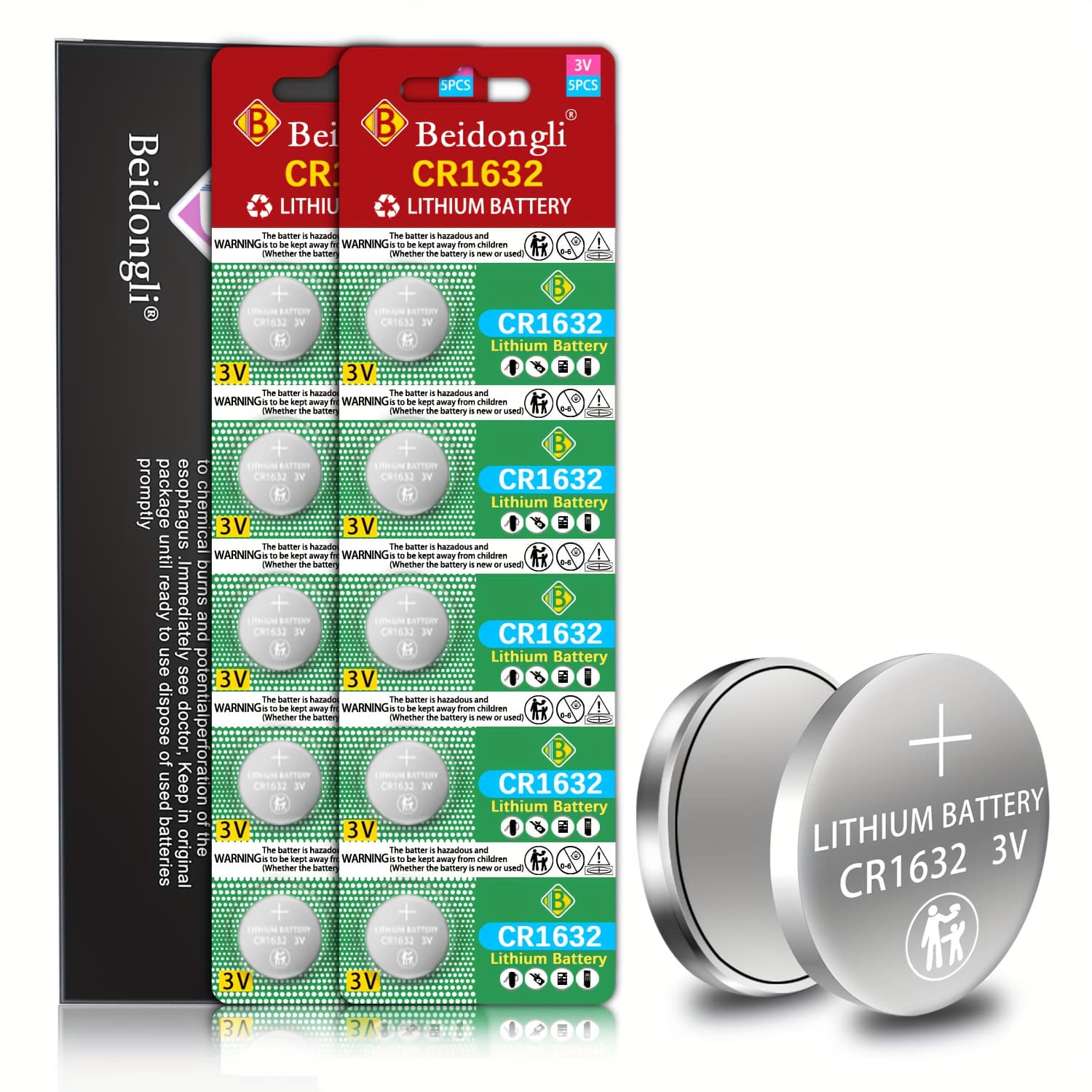 TEMU 10pcs (10) Cr1632 Lithium - 3v High-capacity, Long-, Compact 16mm/3.2mm (compatible With Watches, Calculators,, Small Electronics) - Single-use, No (bulk Pack)