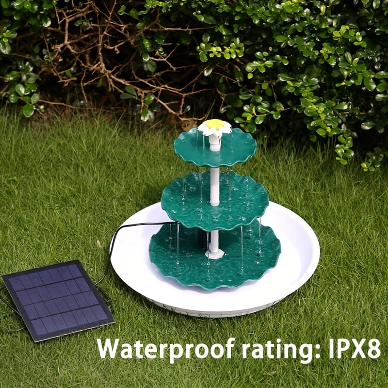 TEMU Bird Bath For Outside Solar Water Fountain, 3.5w Solar Panel Powered Detachable Diy 3-tier Bird Bath Fountain For Garden & Pond - Bird Splashing, Squirrel Water Feeder, Outdoor Garden Decor
