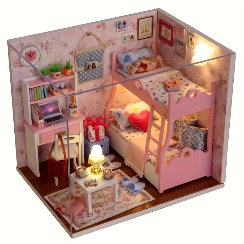 TEMU Mini Wooden Diy Handmade Model Making Suitable For Adult Diy Model Kit With Led Lights Creative Gifts, Birthday Gifts, Holiday Gifts,