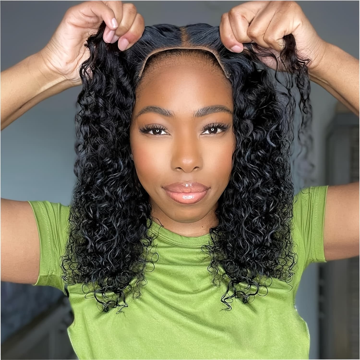 TEMU 13x4 Glueless Wigs Human Hair - Pre /cut Lace Front Wig With Deep Wave/curly Hair Suitable For & Men, /korean Style, 18 Inch Hairpiece, Daily Wear & Dating Essentials