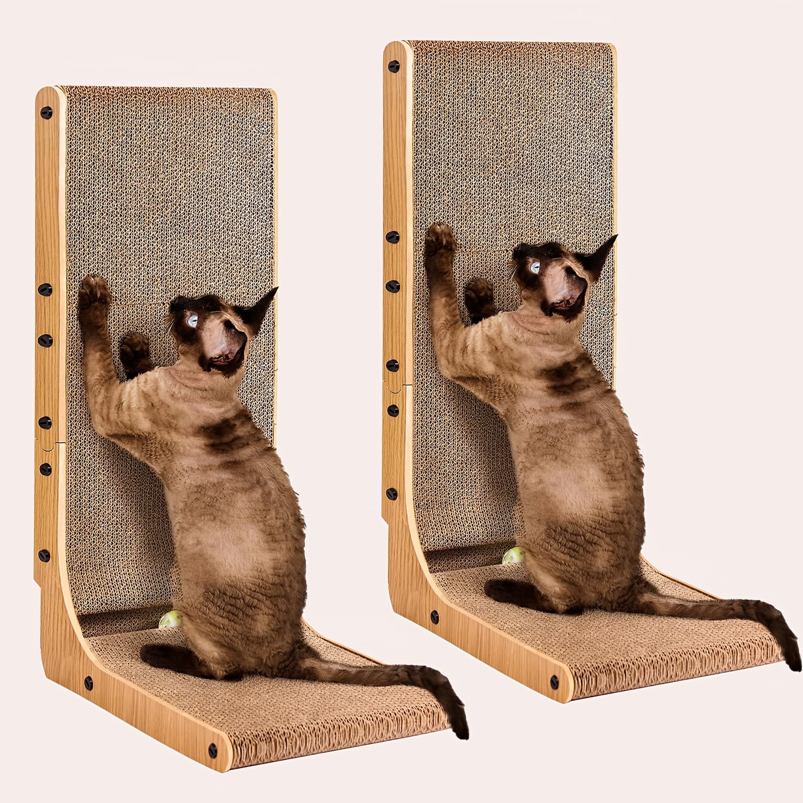 TEMU 2pcs Of Cat Scratcher, Cat Scratching Post, Cardboard Cat Scratching Board With Ball Toy, Large Vertical L Shape Cat Scratcher Scratch Pads Cat Toys For Indoor Cats, Pet