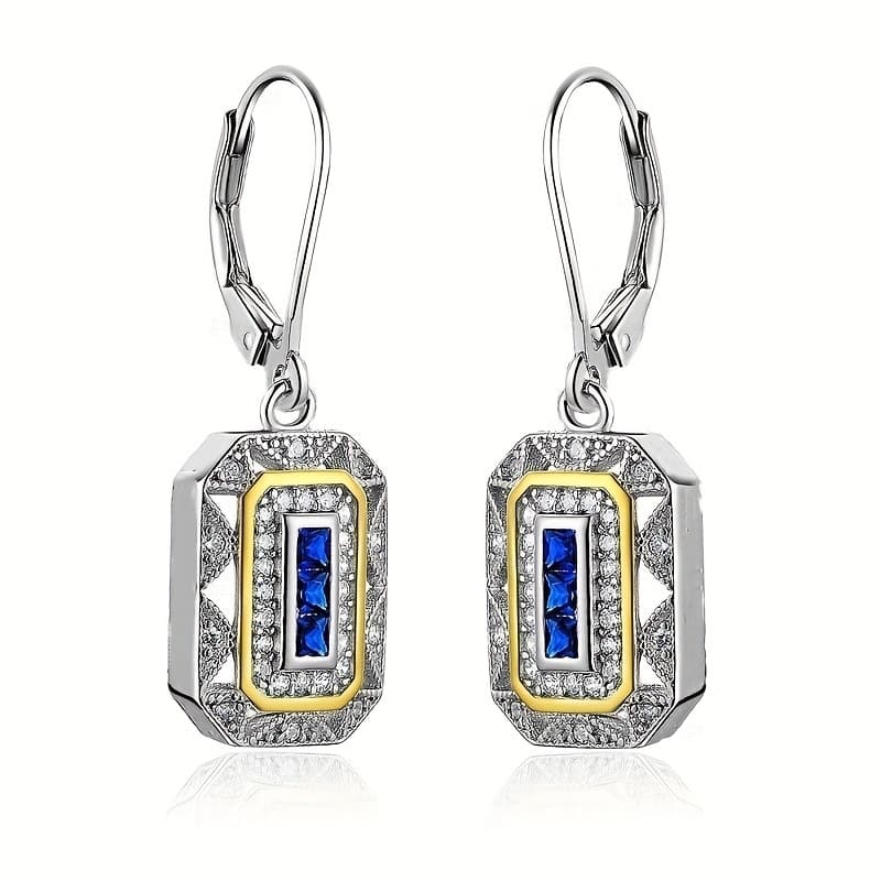 TEMU Vintage Blue Earrings With Hanging Style, Decorative , White Earrings,