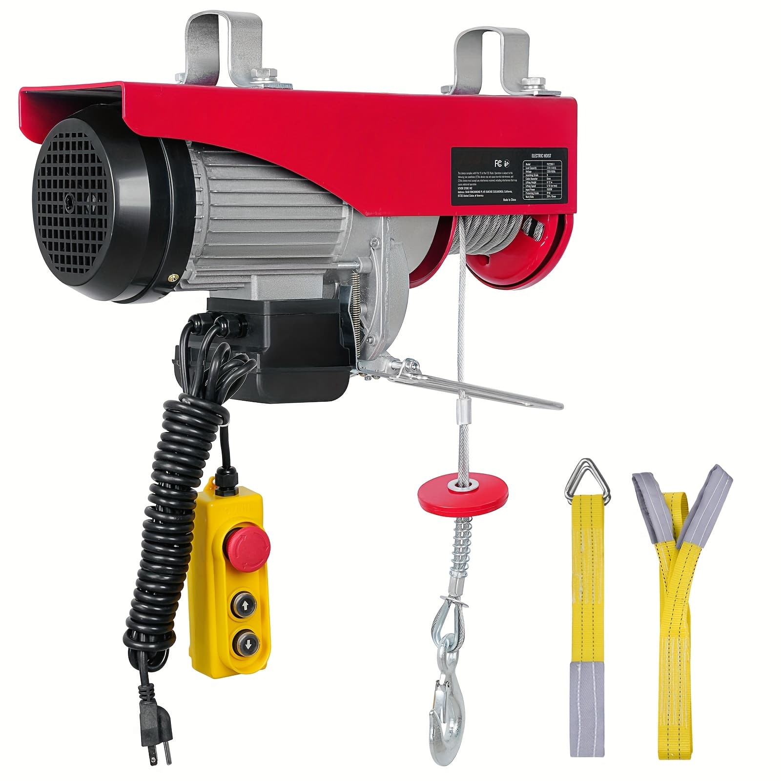 TEMU Happybuy Electric Hoist, 440 Hoist, 220 Lb (single Rope) & 440 Lb (dual Rope) With 5.25ft. Corded Control, 120 Hoist Winch, . Single Cable Lift Height, Solid Copper Motor & Emergency Stop Switch