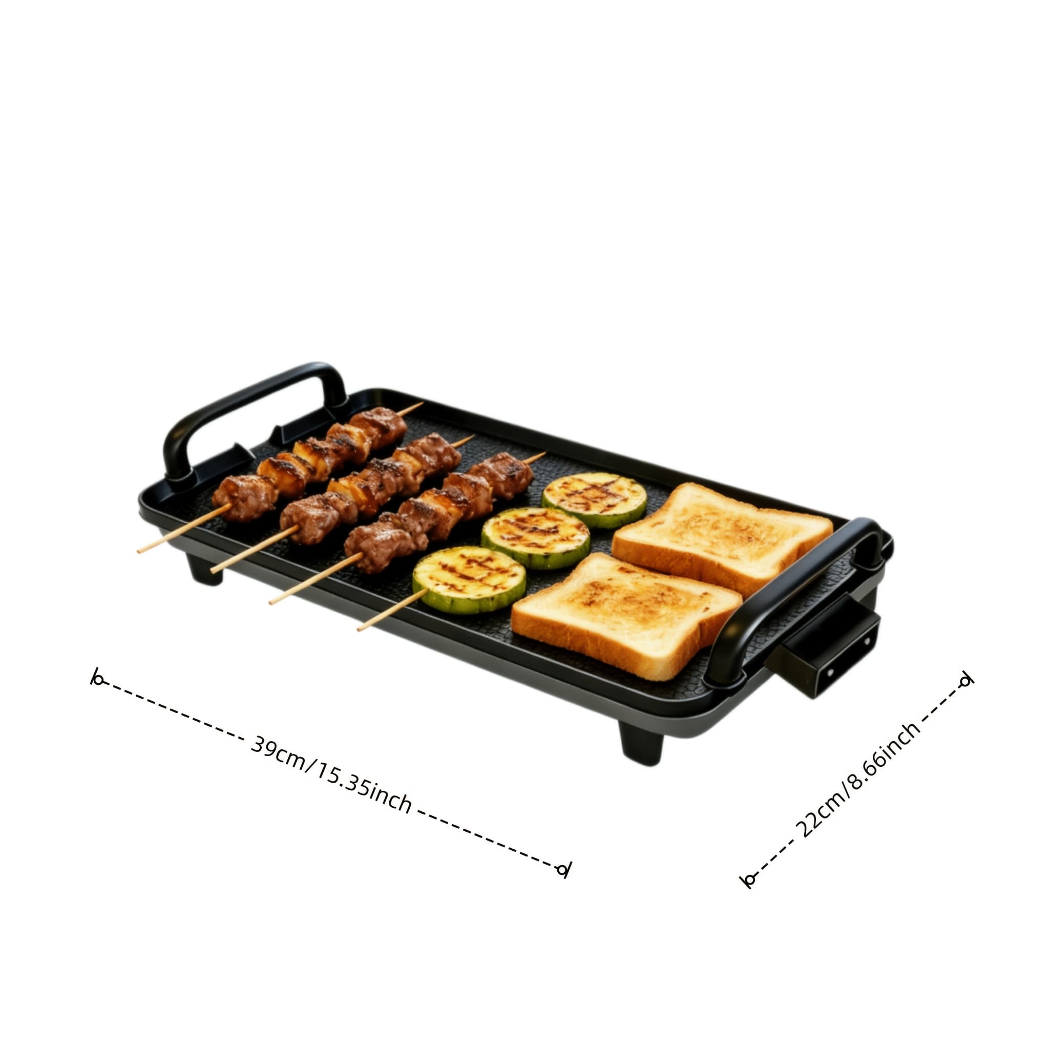 TEMU Electric Griddle, 15 Eggs At , Healthy-eco Coating, Clean Up, Large Submersible Cooking Surface, 12" X 22", Black