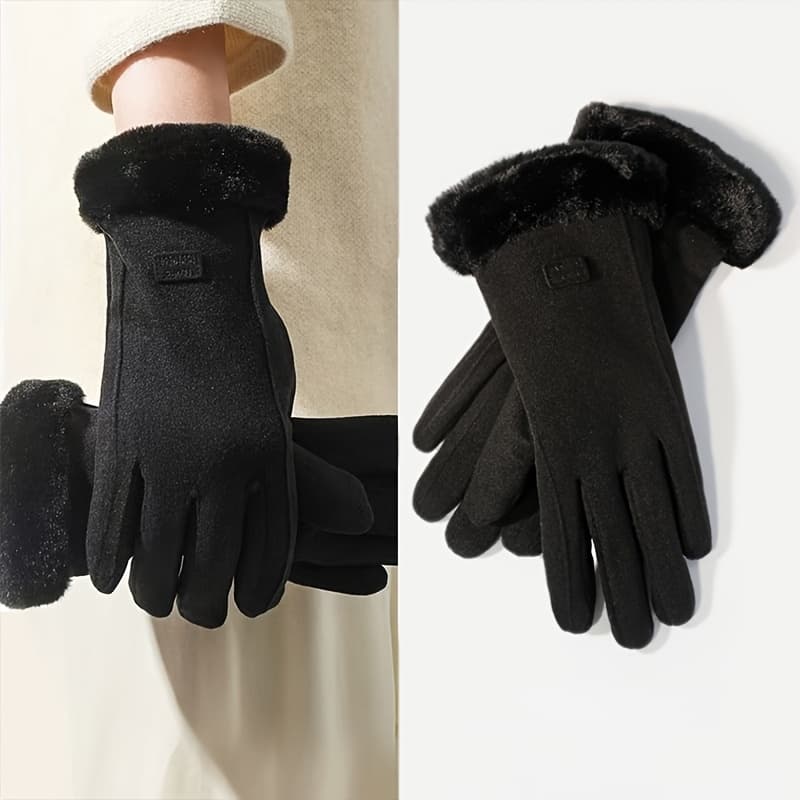 TEMU Women's Outdoor Warm Gloves For Autumn And Winter, Thickened, Warm, In 4 Colors, With Touch Screen Function, Suitable For Casual Going Out In Winter