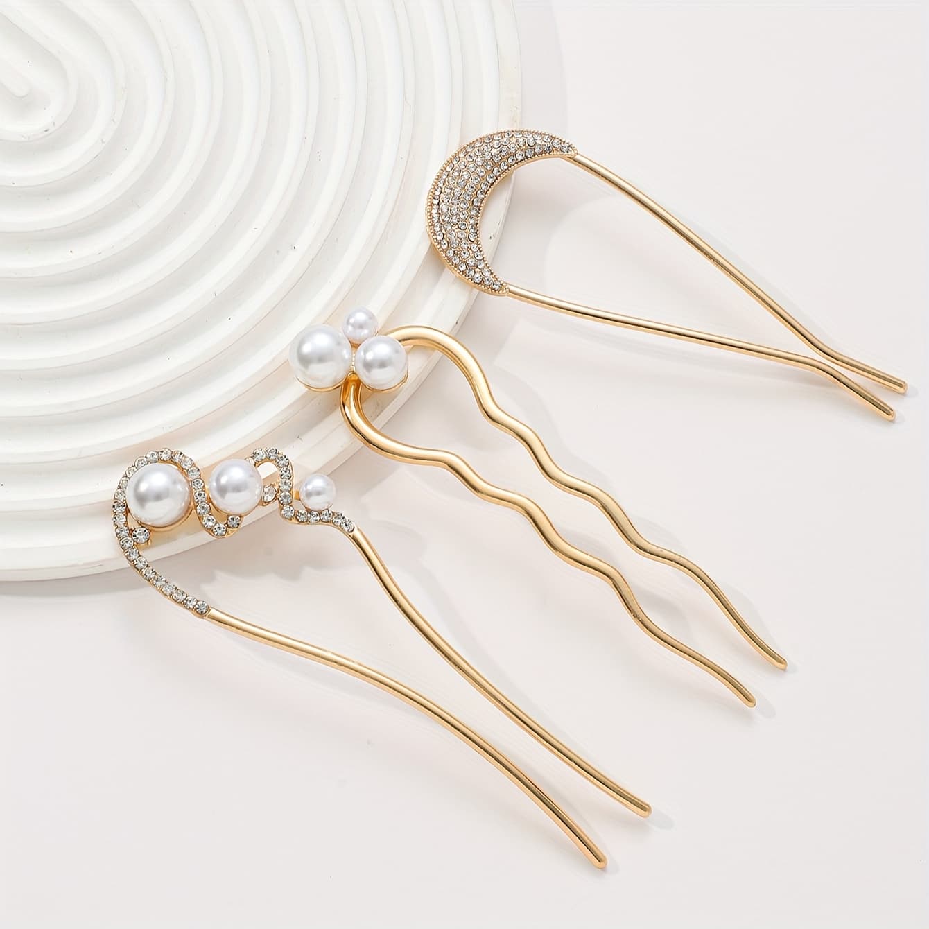 TEMU 3-sets Pearl High-end Hair Sticks