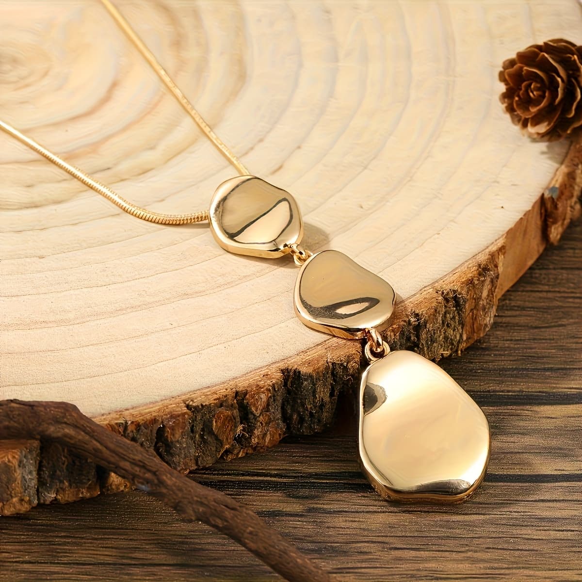 TEMU 1pc Fashionable Exquisite Bohemian Style Irregular Water Drop Women's Pendant Long Necklace Sweater Chain, Suitable For Women' Wear