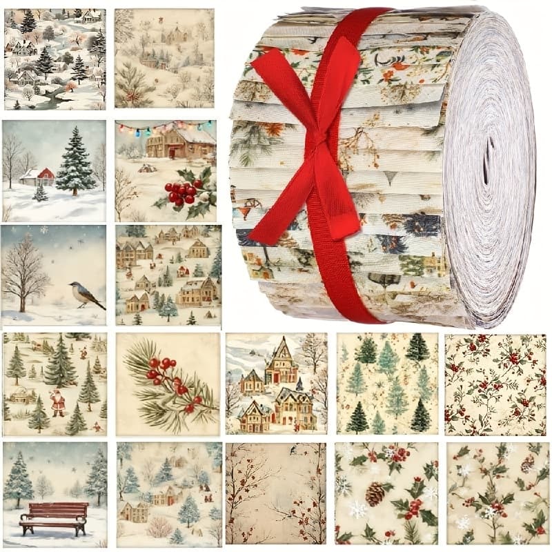 TEMU 40pcs 6.5 X 50cm (2.55 X 19.7in) Brown Christmas Series Long Strip Quilting Craft Fabric, Handmade Materials, For Christmas Gift Making And , Doll Cloth, Decorative Fabric