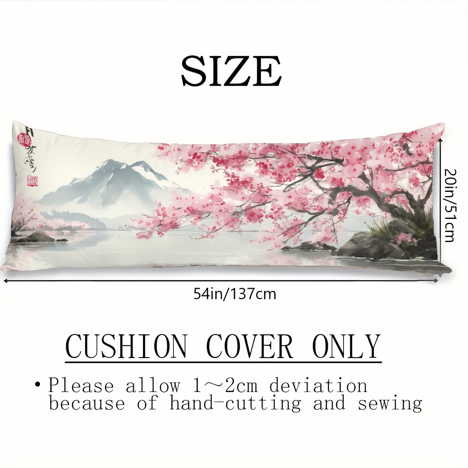 TEMU 1pc Cherry Pattern Printed 20in 54in Long Pillowcase, Home Decor, Body Pillowcase, Bed Pillowcase, Soft Comfortable, Delicate Floral, Bedroom Decor, Elegant Design