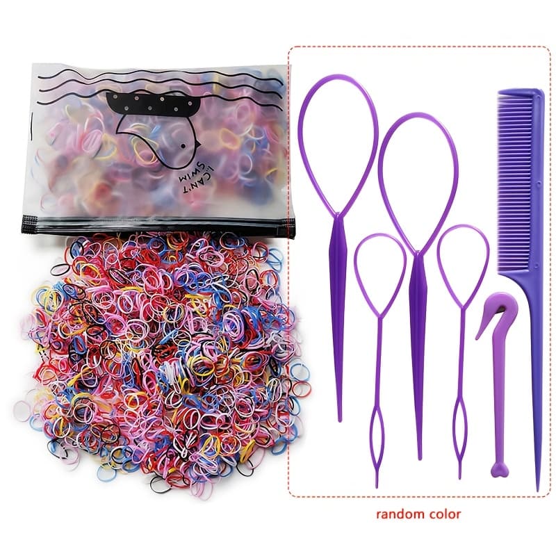 TEMU 1606pcs Hair Ties Hair Accessories Set For Travel, Parties, School, Random Color Headwear Comb Braid Styling Tools Gifts