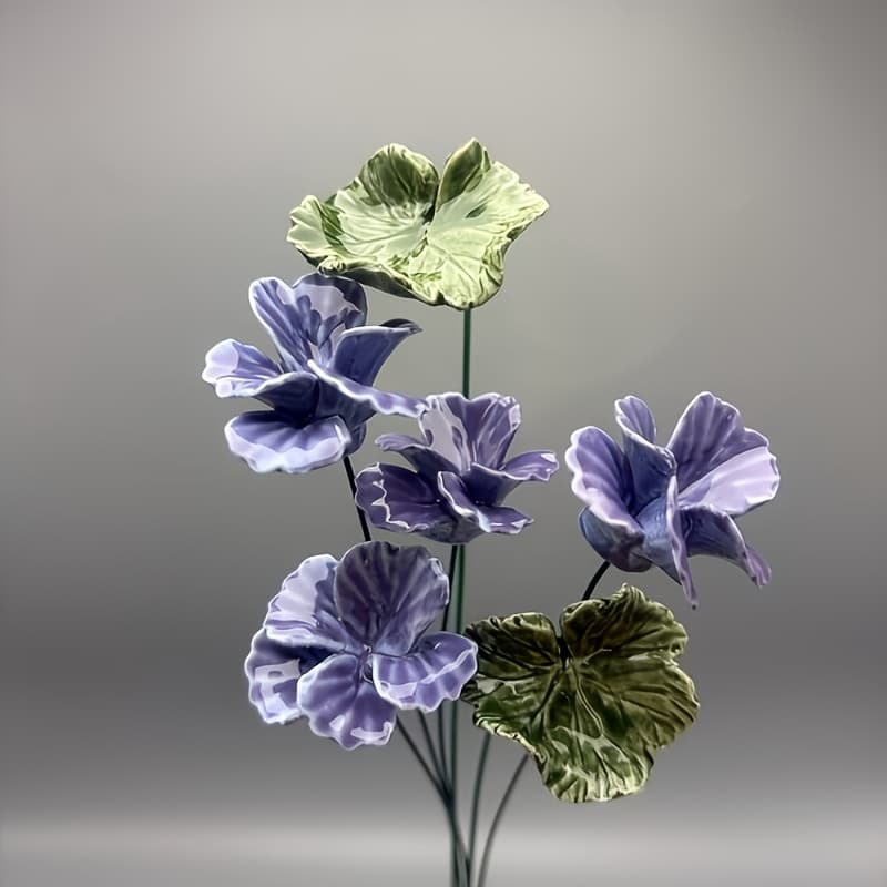TEMU 6pcs Chinese Name Ceramic Flowers Suitable For Home, Wedding, Easter, Spring, Fall Bouquets - Realistic Fake Flower Bouquet, Never-fading Table Centerpiece, Low-maintenance For Holidays (6 )