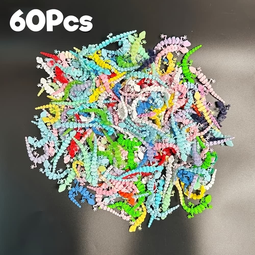 TEMU 60pcs 3d Printed Lizards, 3d Printed Animal Figurines, 3d Printed Animal Figurines Set, Articulated, Party Favors, Pocket Fidget Bulk, Stuffers, Carnival Prizes Rewards, Classroom Rewards