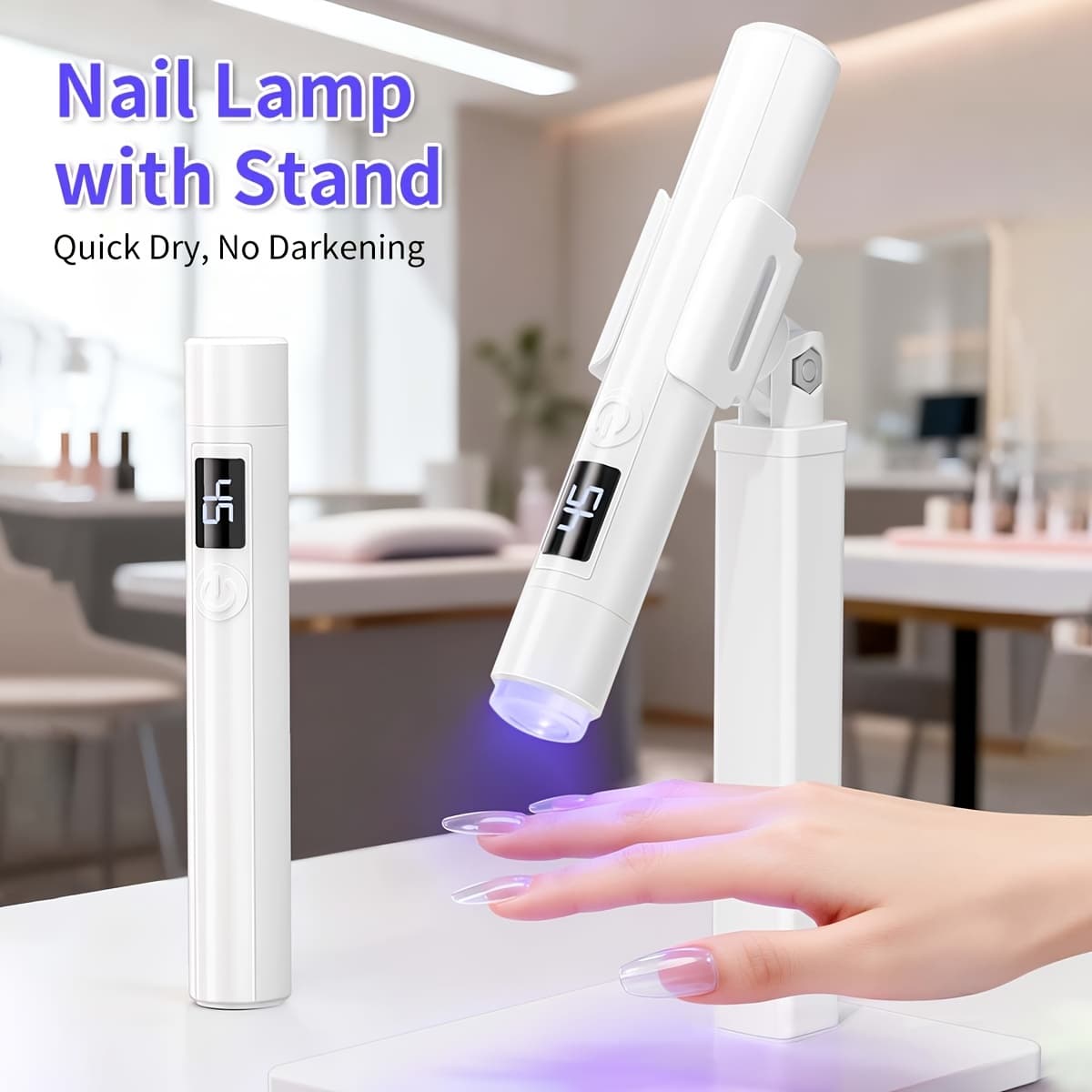 TEMU Portable Led Nail Stamper Lamp With , Diy French Manicure & Nail Sticker Decor Kit, For Press-on Stickers & Nail Art, Rechargeable Manicure Set, Gift For Beginners