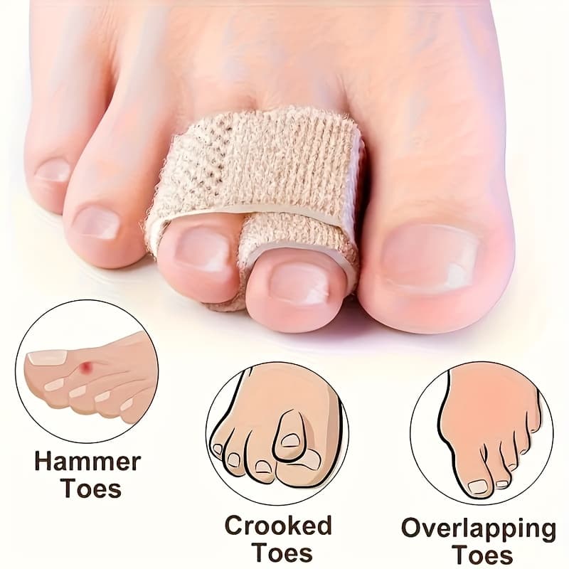 TEMU 6pcs Adjustable Toe Support Finger Finger Reusable Polyester Fracture Bands For Hammer Bending And Overlay Toe Hand Wash Special Toe Support Polyester Fibre Structure Toe Protector