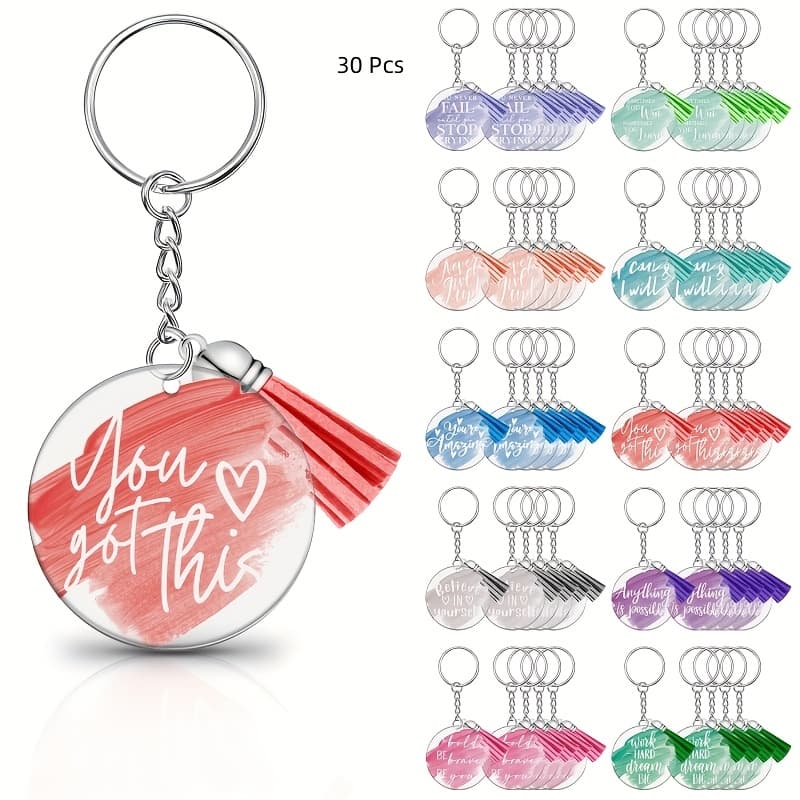 TEMU 30pcs Of Inspirational Clear Acrylic Keychains As Appreciation Gifts For Employees, Nurses, Coworkers, And Staff
