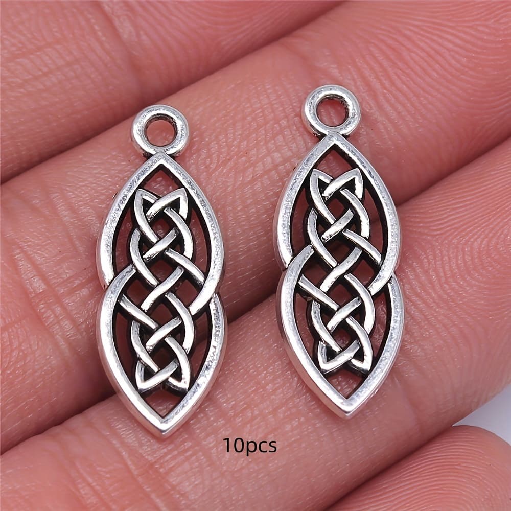 TEMU 10pcs Knot Charms, 10x26mm Alloy Geometric Pendants For Making And Crafts