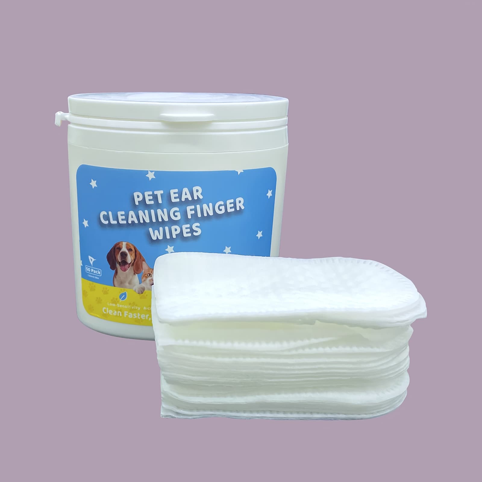 TEMU [50 Pet Ear Cleaning Finger Wipes] | Ear Care, Remove Ear Canal Dirt, Effective & Practical