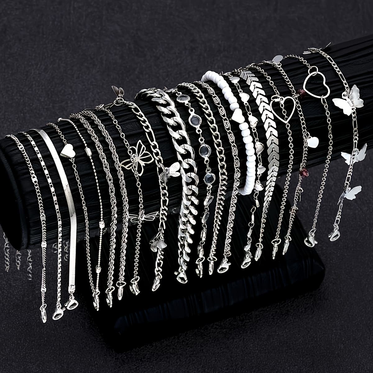 TEMU 19pcs Fashion Elegant Pendant Anklet Suit Daily Wear Fashion Jewelry