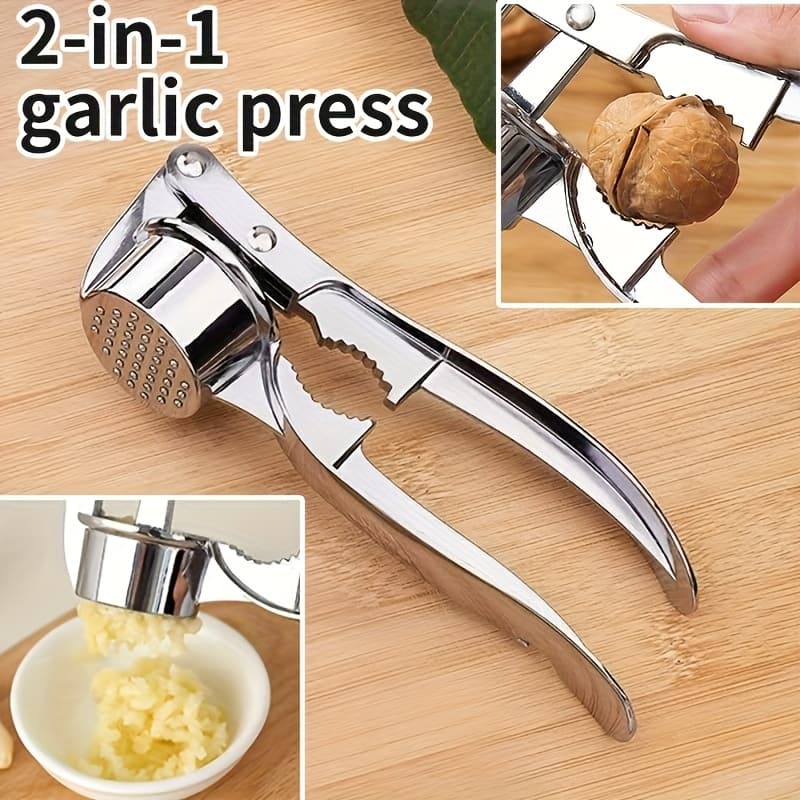 TEMU New Garlic Press And Walnut Cracker - Manual Kitchen Tools, And Walnut Peeling, Suitable For And Modern Kitchens, Kitchen Essentials | Stylish Metal End | Durable Kitchen Utensils