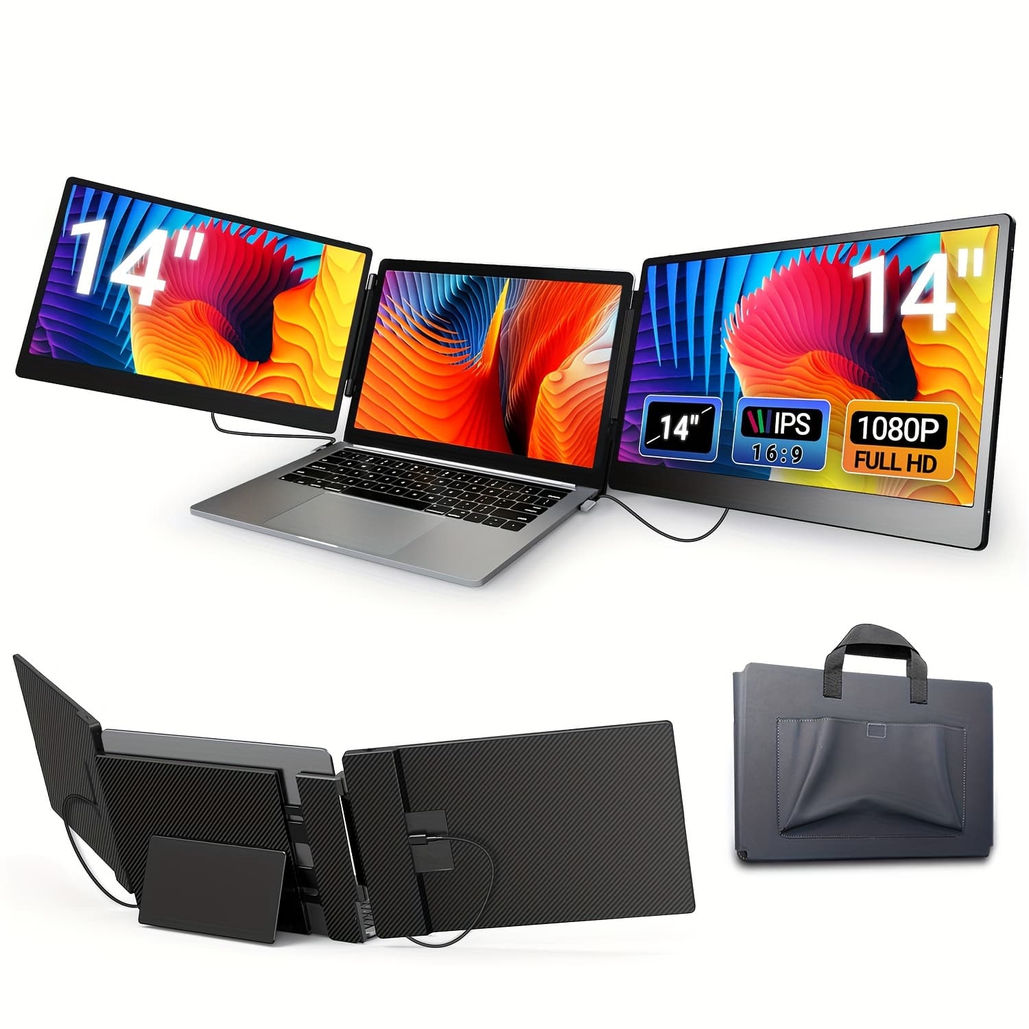 TEMU Portable Triple Extender Monitor 1080p Fhd Screen Expander, Display For Security And Gaming And Streaming, Gear 2026 International Soccer Essentials Football Additions