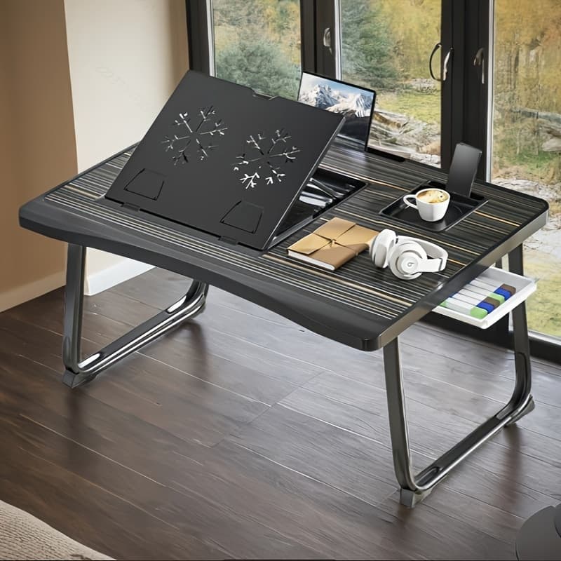 TEMU Laptop Bed Table, Foldable Lap Table Tablet Stand Laptop Bed Tray Table, Portable Lap Table With Foldable Legs For Working, Reading And Writing, Part Of The Table Angled Use
