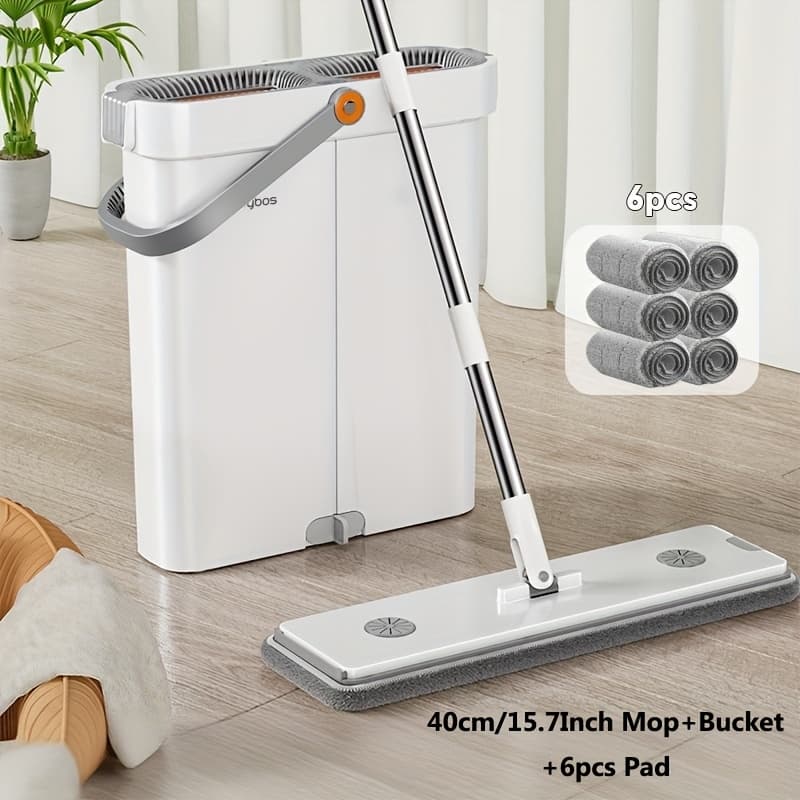 TEMU Mop & Bucket Set Or Replacement Mop Pads Options - Washing Bucket With Flat Dust Mop, 55.5" Extended Handle, Floor Cleaning For Bedroom, Kitchen, Living Room & Bathroom