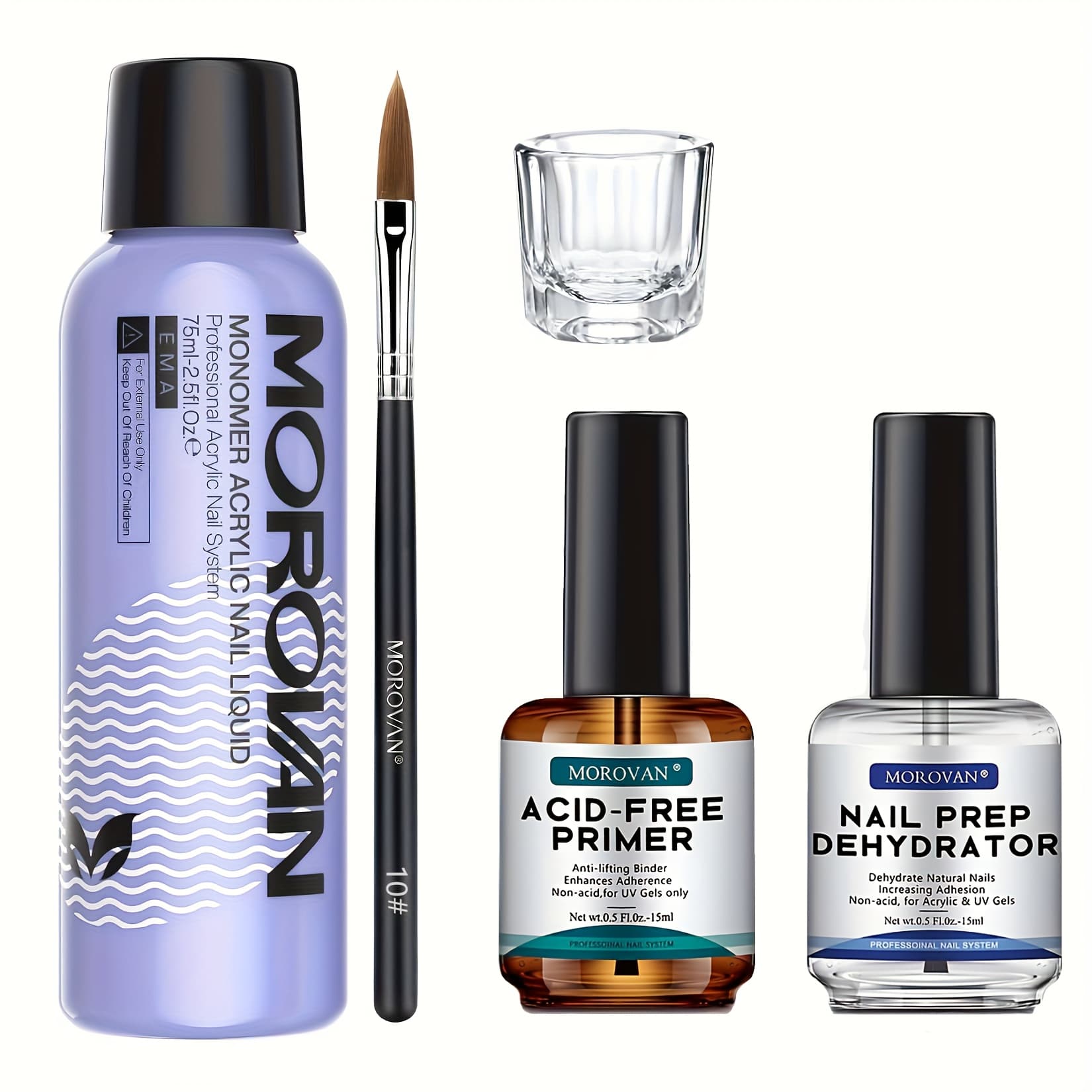 TEMU Morovan Monomer Acrylic Nail Liquid Set: Acrylic Nail Liquid Without Mma, Containing Nail Dehydrator And Primer To Enhance Nail